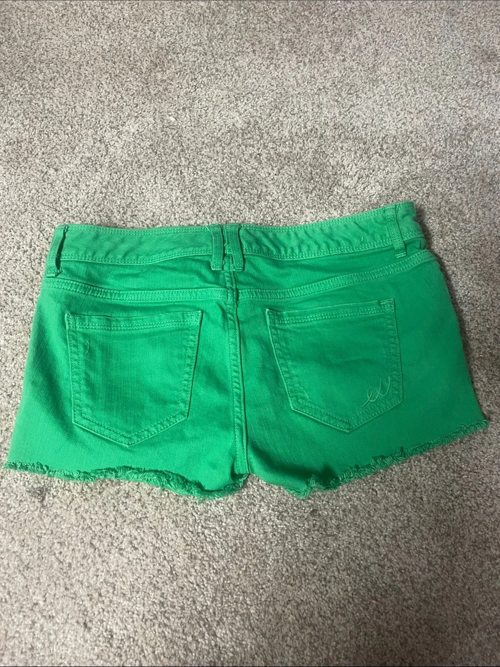 Express Bright Green Denim Cutoff Shorts - Women's